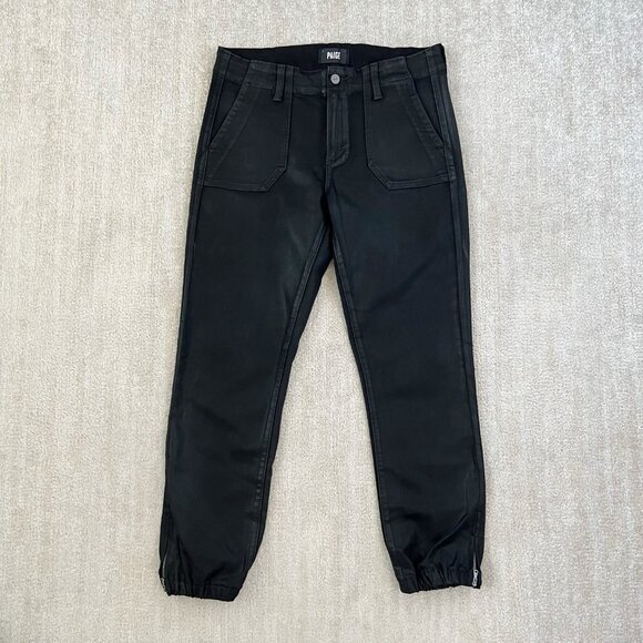 Paige Denim Mayslie Joggers Crop Jeans 29 Coated Black - Picture 1 of 12